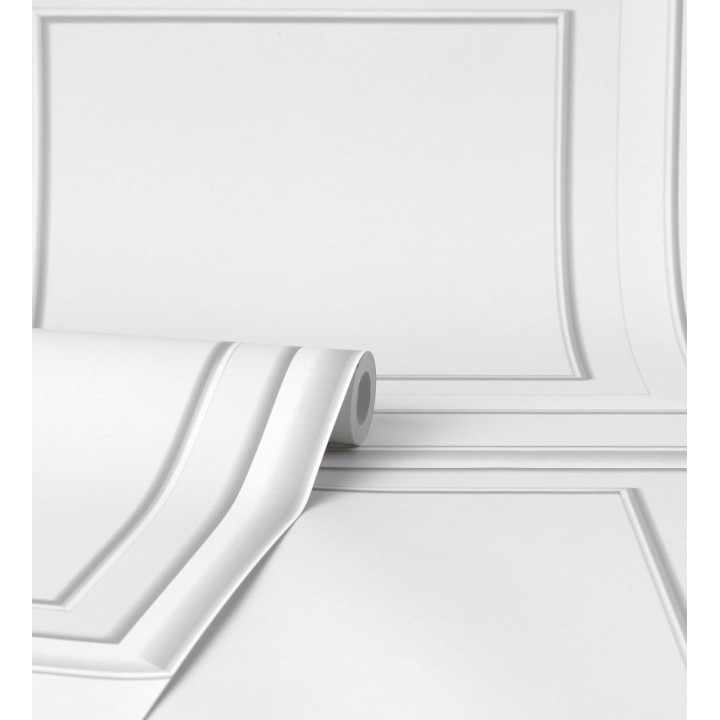 Papel pintado friso cuarterones de madera blanca - Everton 683615