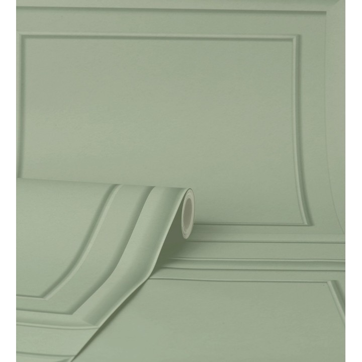 Papel pintado friso cuarterones de madera verde menta - Everton 683616