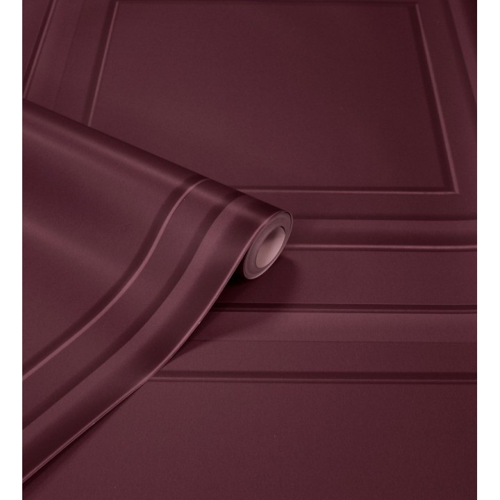Papel pintado friso cuarterones de madera rojo burdeos - Everton 683617