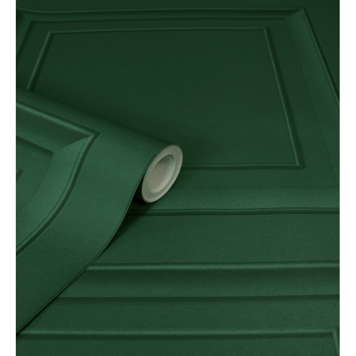Papel pintado friso cuarterones de madera verde esmeralda - Everton 683618