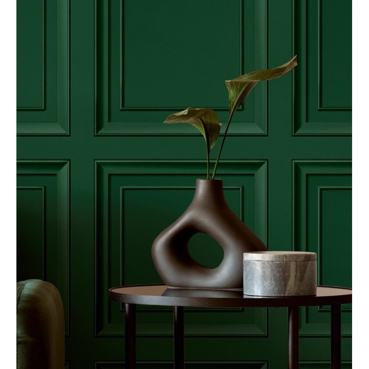 Papel pintado friso cuarterones de madera verde esmeralda - Everton 683618