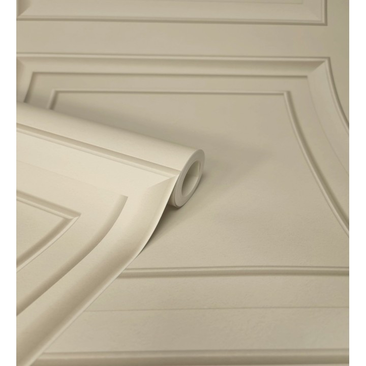 Papel pintado friso cuarterones de madera beige tostado - Everton 683619