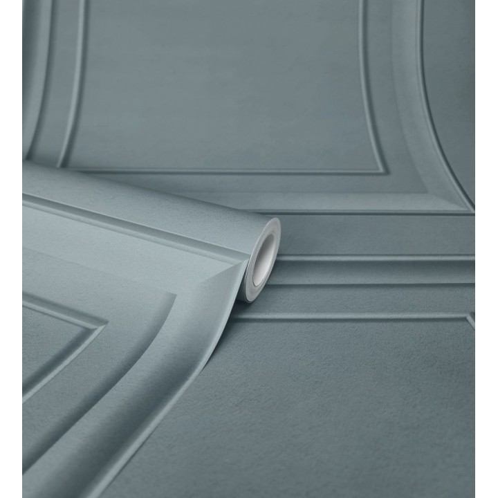 Papel pintado friso cuarterones de madera azul glaciar - Everton 683620