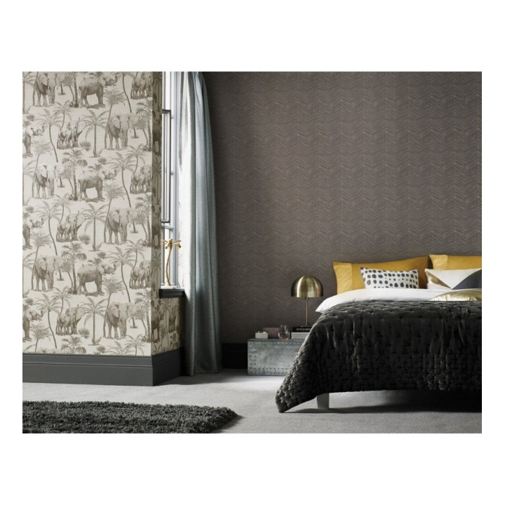 Papel pintado de elefantes y palmeras tonos grises - Burundi Animals 126303