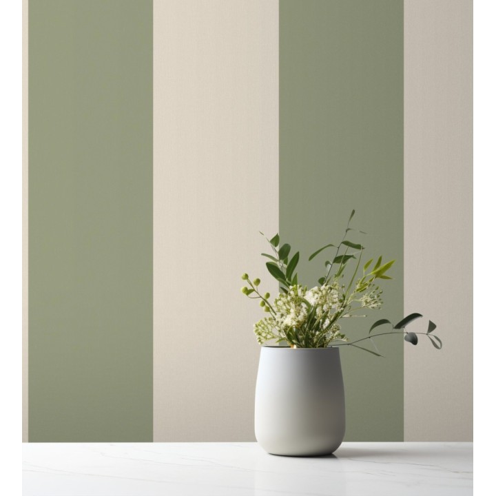 Papel pintado rayas verde y crema - Avalon Stripe 683622