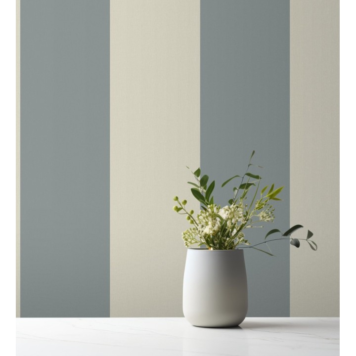 Papel pintado rayas azul y blanco roto - Avalon Stripe 683623