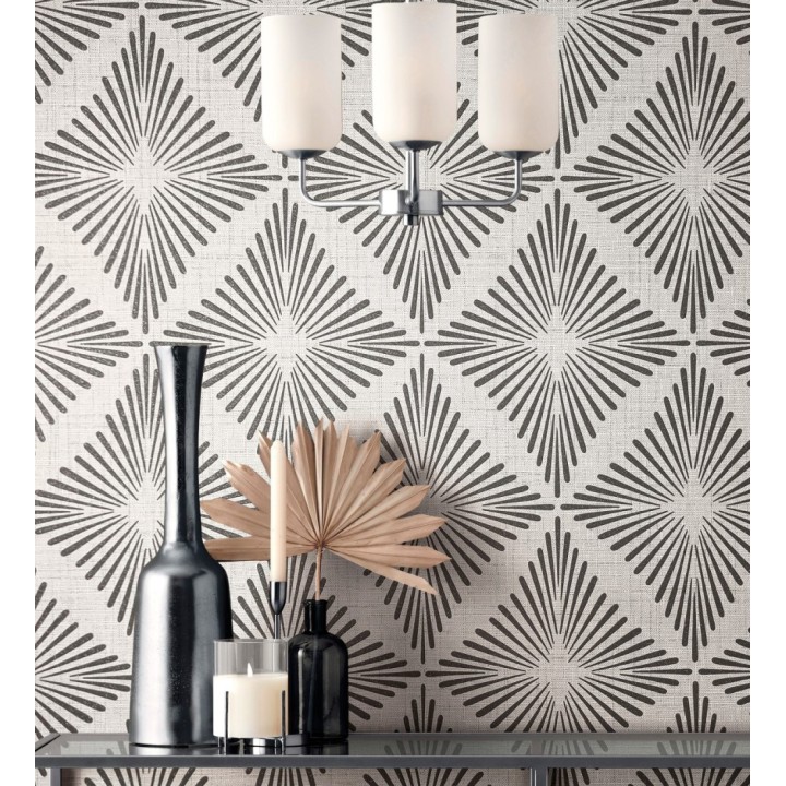 Papel pintado de rombos negros estilo Art Déco - Polaris Diamond 683625