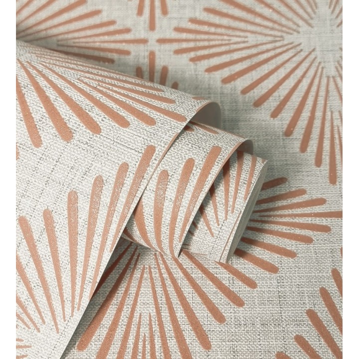 Papel pintado de rombos color cobre estilo Art Déco - Polaris Diamond 683626