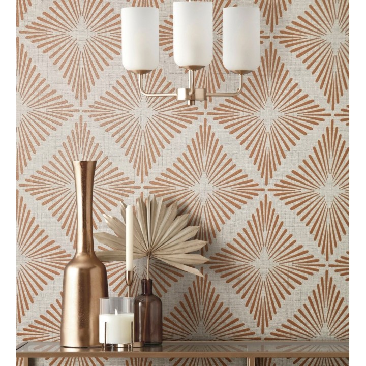 Papel pintado de rombos color cobre estilo Art Déco - Polaris Diamond 683626