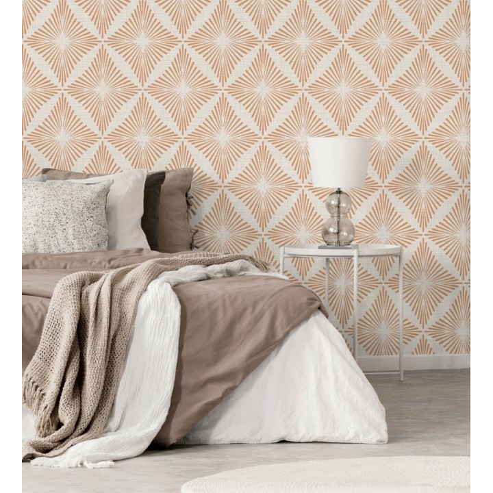 Papel pintado de rombos color cobre estilo Art Déco - Polaris Diamond 683626