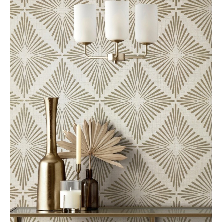 Papel pintado de rombos marrones estilo Art Déco - Polaris Diamond 683627