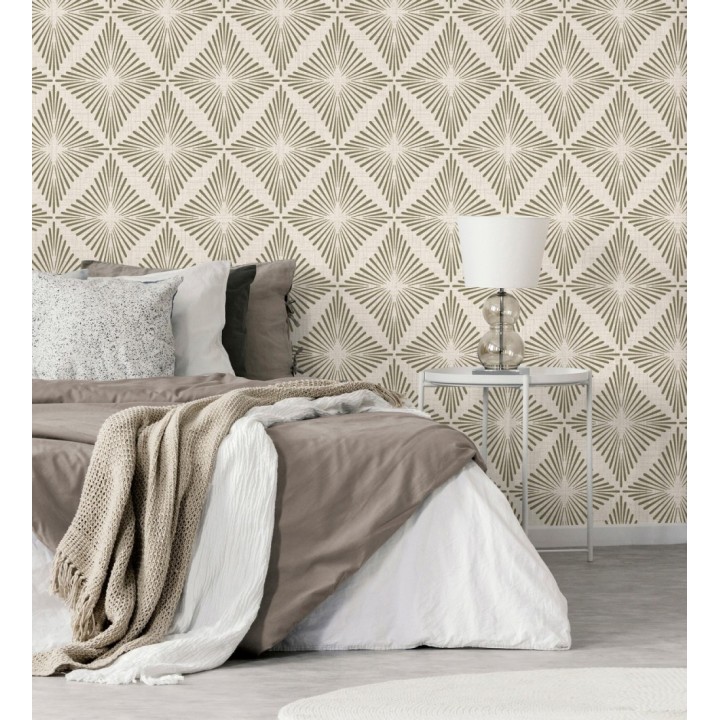 Papel pintado de rombos marrones estilo Art Déco - Polaris Diamond 683627