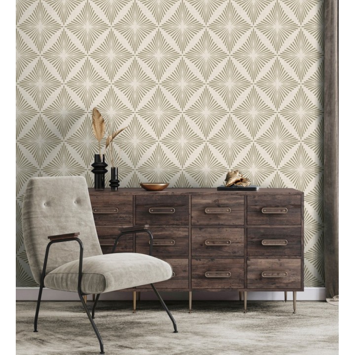 Papel pintado de rombos marrones estilo Art Déco - Polaris Diamond 683627