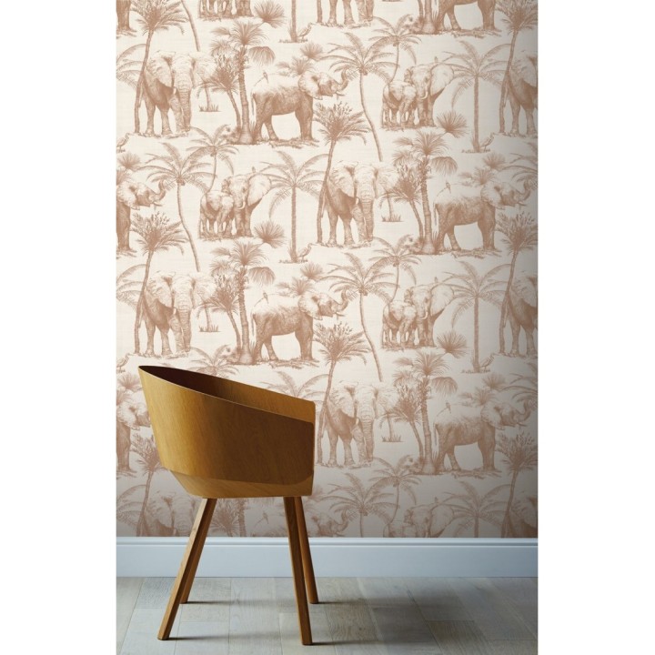 Papel pintado de elefantes y palmeras tonos sepia - Burundi Animals 126304