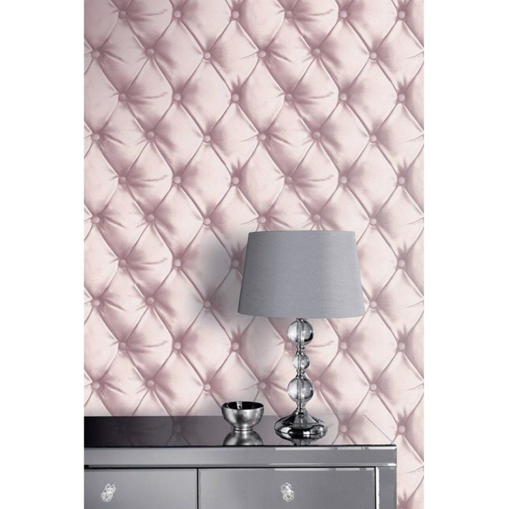 Papel pintado capitoné rosa - Chester Skin 126305