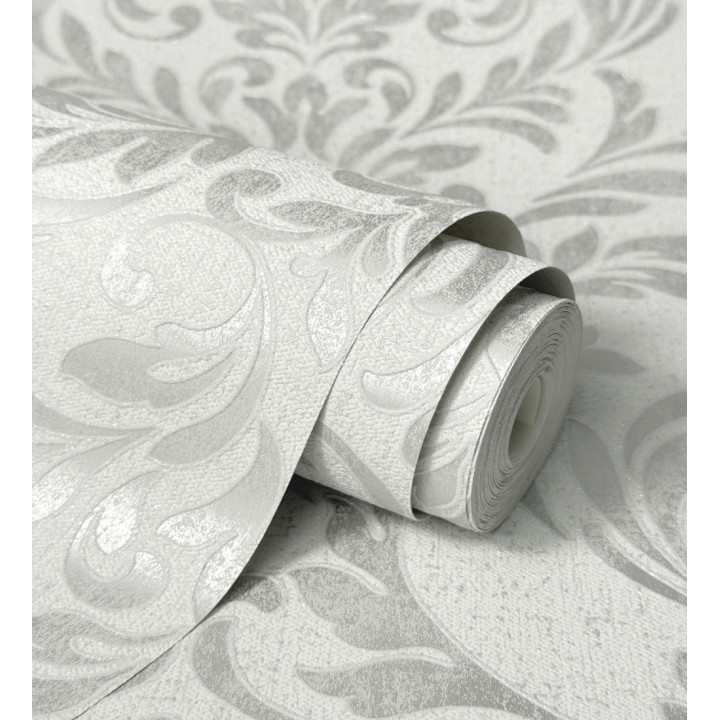 Papel pintado damasco color plata en relieve - Verona Romantic 683634