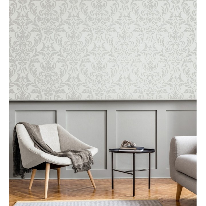 Papel pintado damasco color plata en relieve - Verona Romantic 683634