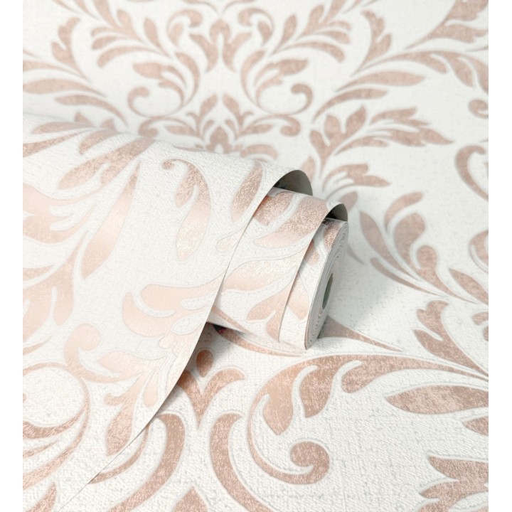 Papel pintado damasco color oro rosado en relieve - Verona Romantic 683635