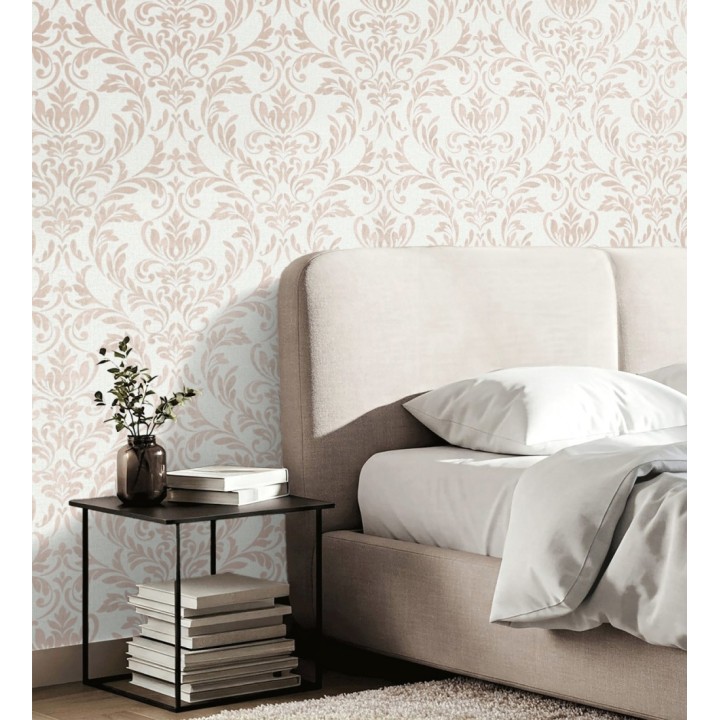 Papel pintado damasco color oro rosado en relieve - Verona Romantic 683635