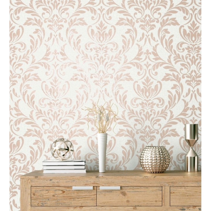 Papel pintado damasco color oro rosado en relieve - Verona Romantic 683635
