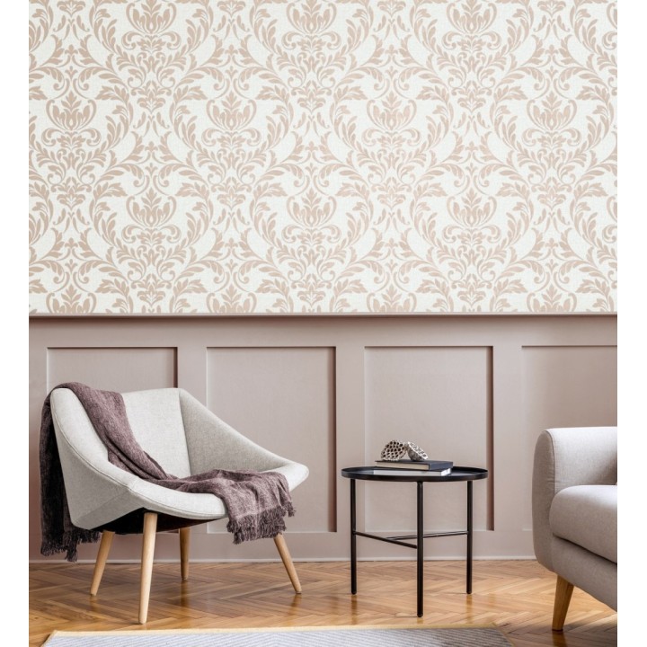 Papel pintado damasco color oro rosado en relieve - Verona Romantic 683635