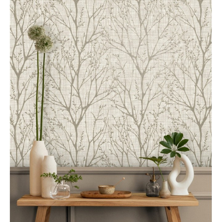 Papel pintado de ramas estilo nordico tonos beige - Oregon Arboreal 683638