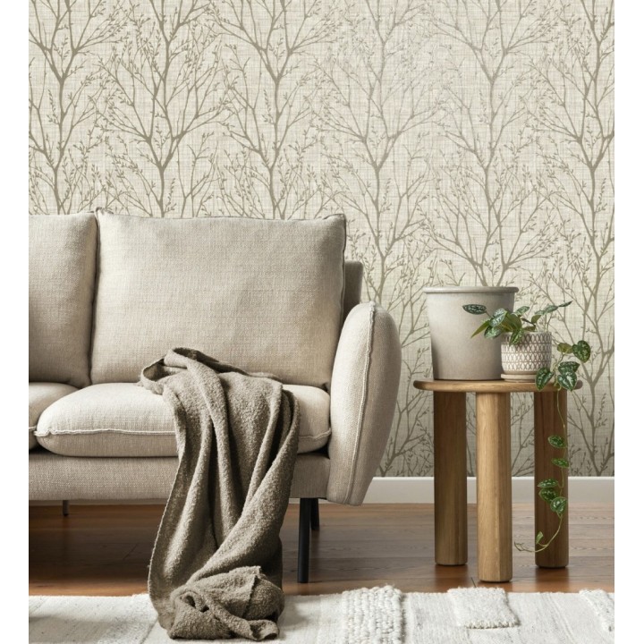 Papel pintado de ramas estilo nordico tonos beige - Oregon Arboreal 683638