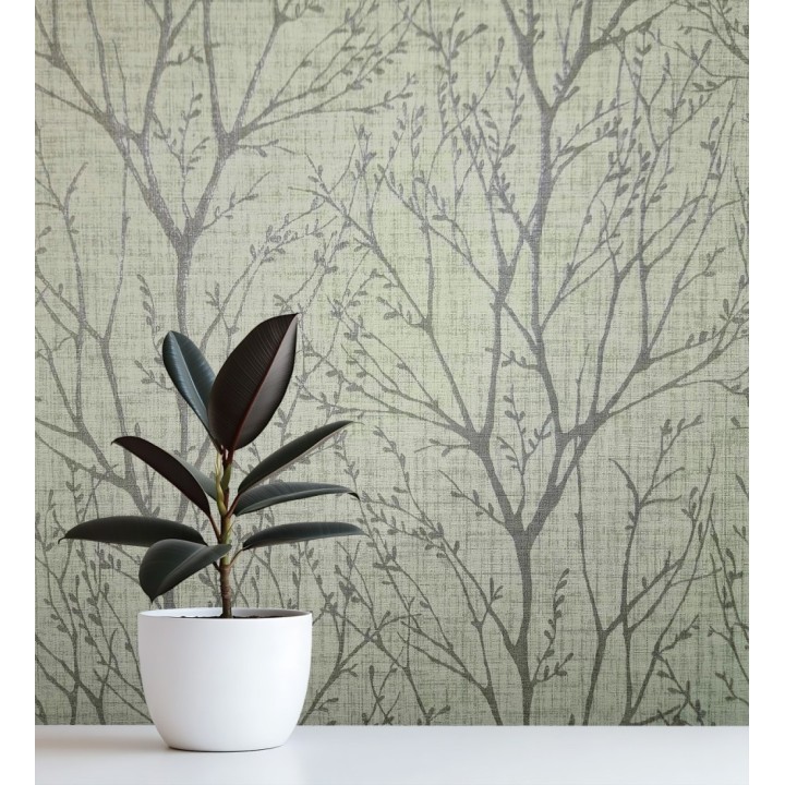 Papel pintado de ramas estilo nordico tonos verdes - Oregon Arboreal 683639
