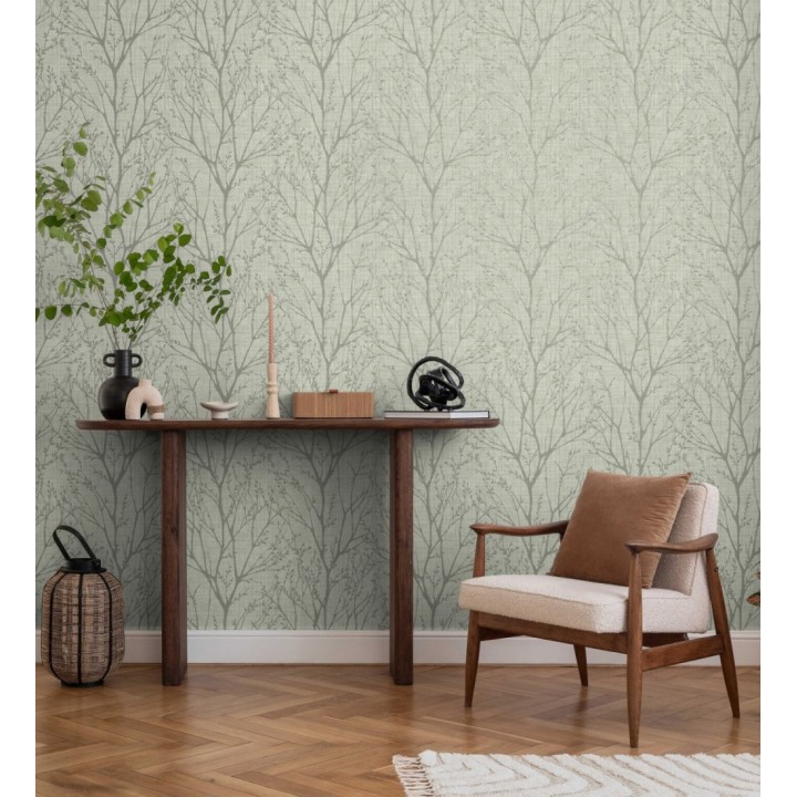 Papel pintado de ramas estilo nordico tonos verdes - Oregon Arboreal 683639