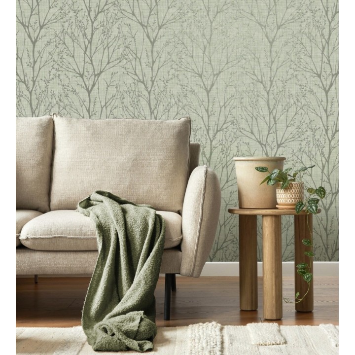 Papel pintado de ramas estilo nordico tonos verdes - Oregon Arboreal 683639