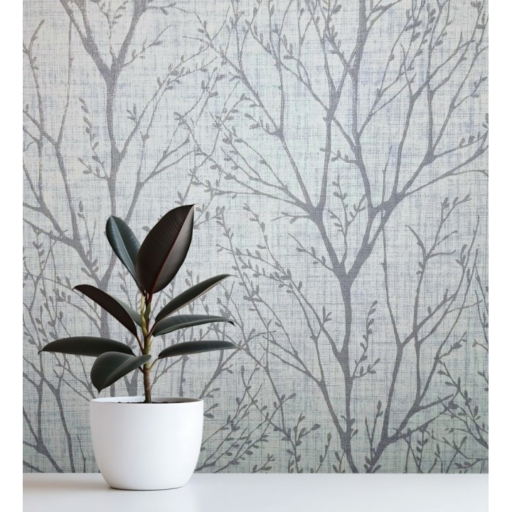 Papel pintado de ramas estilo nordico tonos azules - Oregon Arboreal 683640