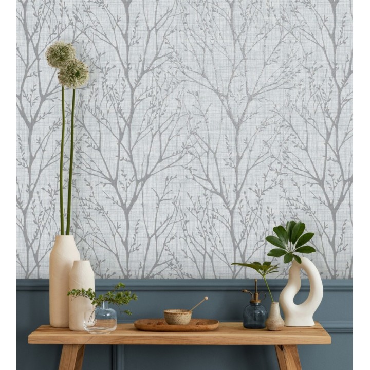 Papel pintado de ramas estilo nordico tonos azules - Oregon Arboreal 683640