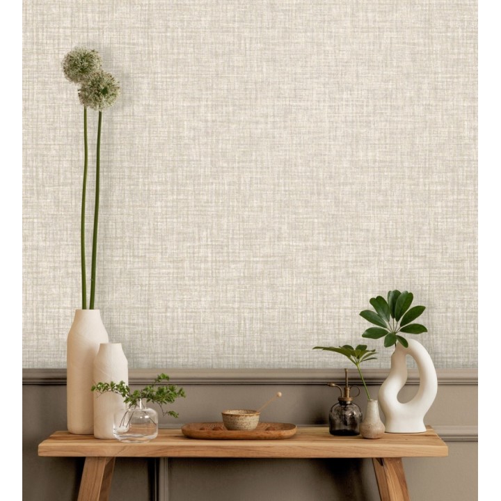 Papel pintado liso imitación tela tonos beige - Oregon Plain 683642