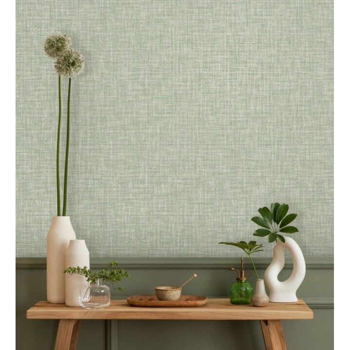Papel pintado liso imitación tela tonos verdes - Oregon Plain 683643