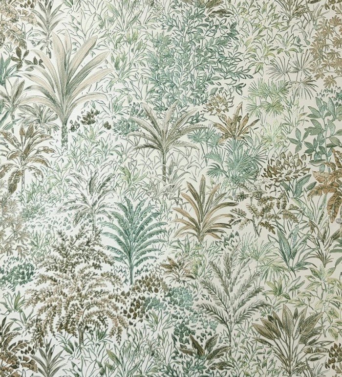 Papel pintado de selva tropical con hojas bordadas en relieve - Bali Paradise 683645