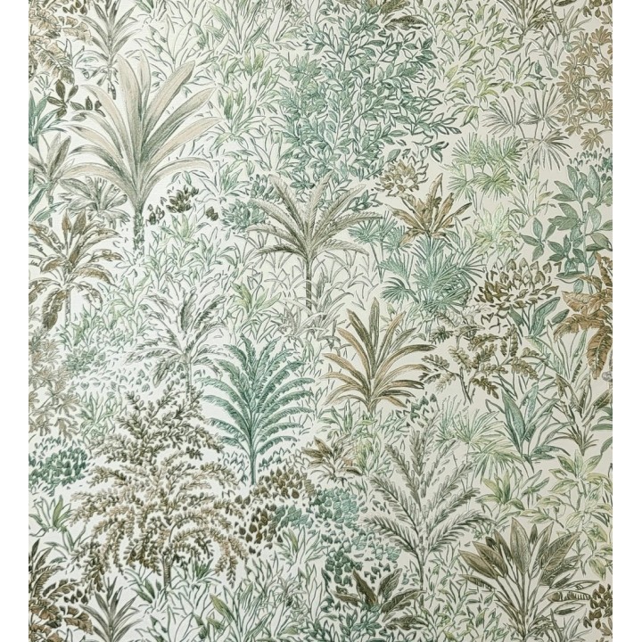 Papel pintado de selva tropical con hojas bordadas en relieve - Bali Paradise 683645