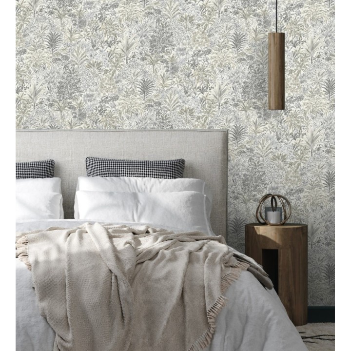 Papel pintado de selva tropical con hojas bordadas en relieve - Bali Paradise 683647