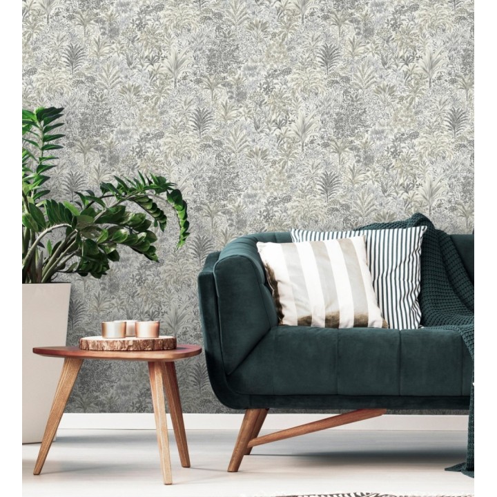 Papel pintado de selva tropical con hojas bordadas en relieve - Bali Paradise 683647