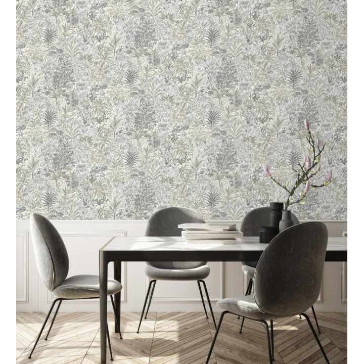 Papel pintado de selva tropical con hojas bordadas en relieve - Bali Paradise 683647