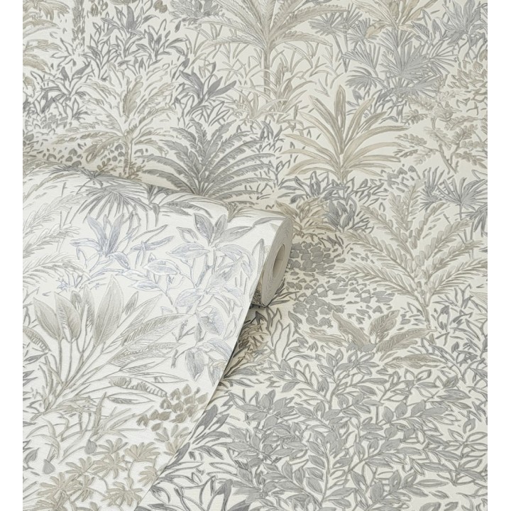 Papel pintado de selva tropical con hojas bordadas en relieve - Bali Paradise 683647