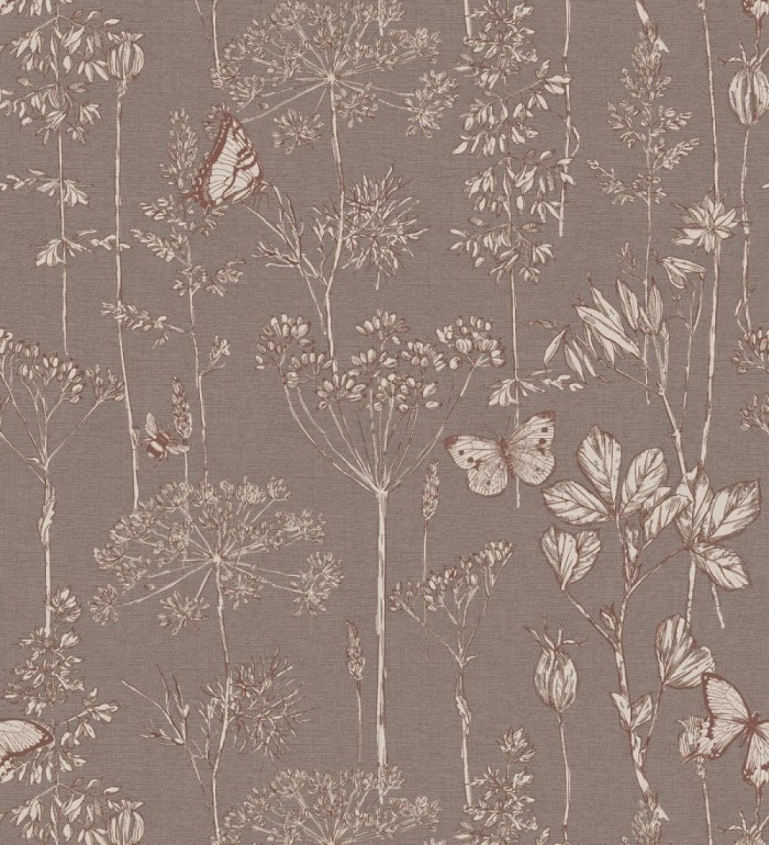 Papel pintado ramas y mariposas tonos marrones - Milton Fields 126312