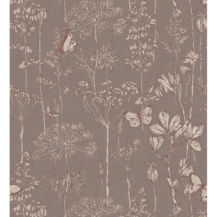Papel pintado ramas y mariposas tonos marrones - Milton Fields 126312