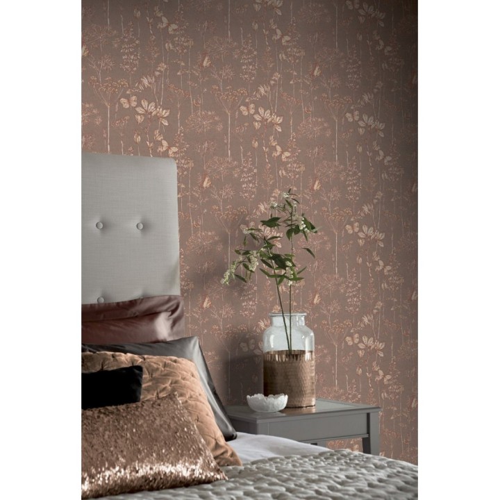 Papel pintado ramas y mariposas tonos marrones - Milton Fields 126312