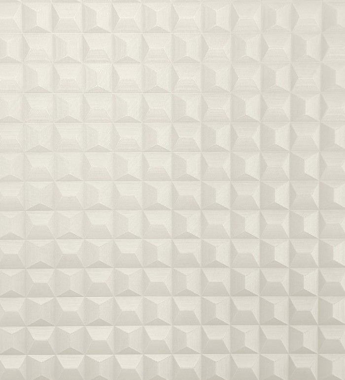 Papel pintado de cubos 3 d con textura acero cepillado color blanco roto - Barret Dimension 683652