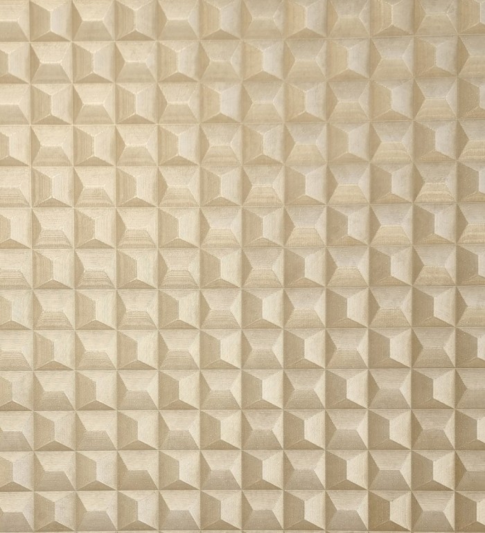 Papel pintado de cubos 3 d con textura acero cepillado color dorado - Barret Dimension 683654