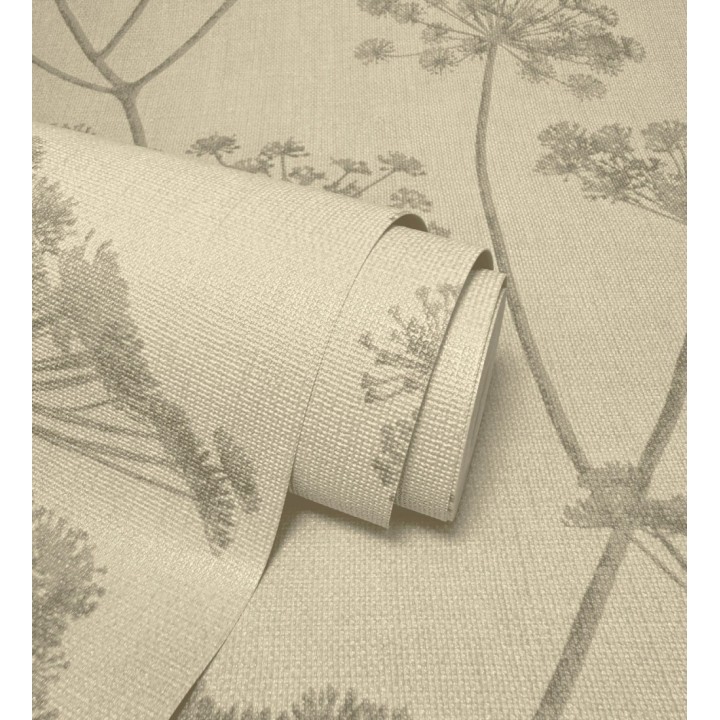 Papel pintado de hojas marrón con fondo textil en relieve - Marlow Wildflower 683656