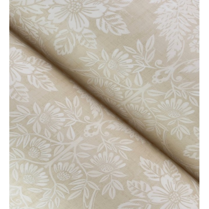 Papel pintado damasco artístico con flores y pájaros fondo beige - Charlotte Heritage 683660