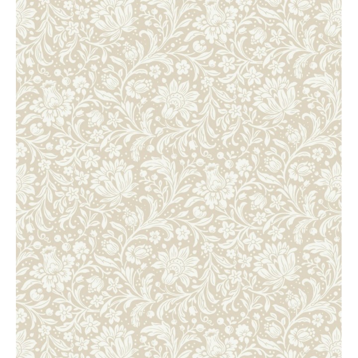 Papel pintado floral con hojas estilo vintage fondo beige - Waverly Ornate 683664