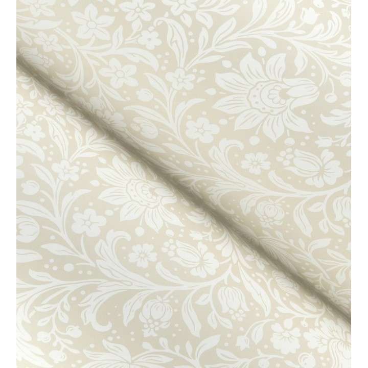 Papel pintado floral con hojas estilo vintage fondo beige - Waverly Ornate 683664