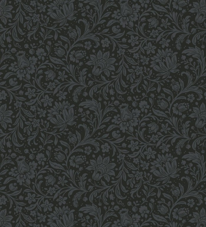 Papel pintado floral con hojas estilo vintage fondo azul oscuro - Waverly Ornate 683665